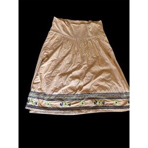 Old Navy Maternity Y2K Boho Skirt Full Midi Embroidered 100% Cotton, Lined XL